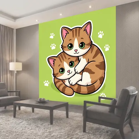 Фотообои Два милых котёнка в обнимку