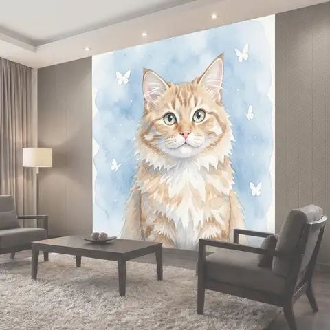 Фотообои Рыжий кот с зелёными глазами