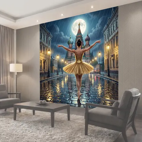 Фотообои Балерина на ночной улице