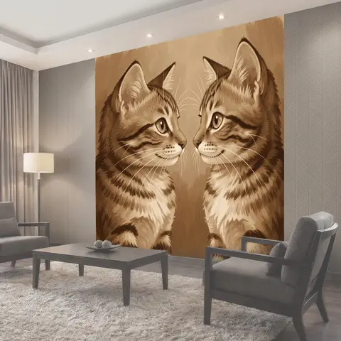 Фотообои Коты-близнецы в стиле ретро
