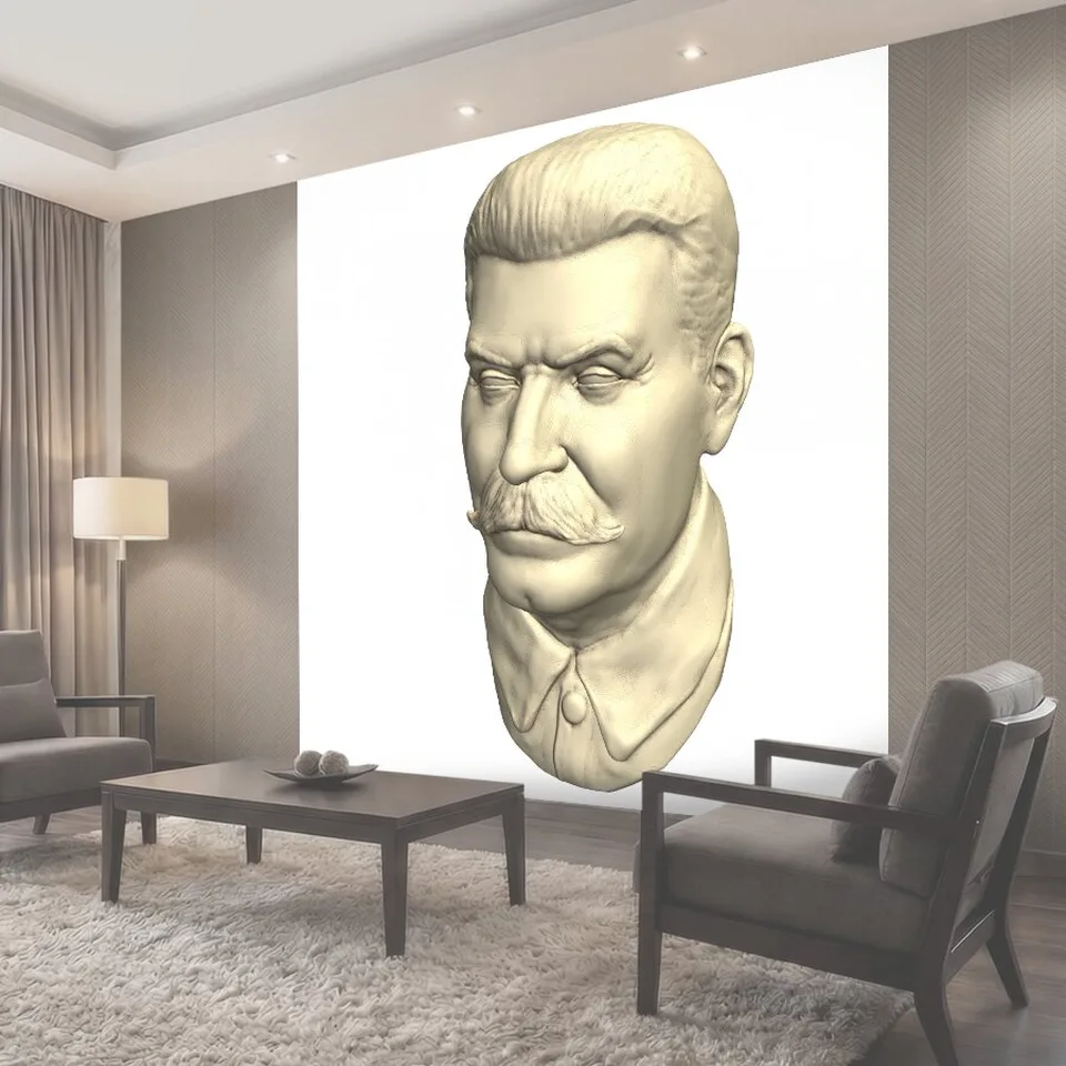 Фотообои СТАЛИНУ сталинский головы в 3d на белом фоне сталин 3d скульптура голова изолированный белый фон