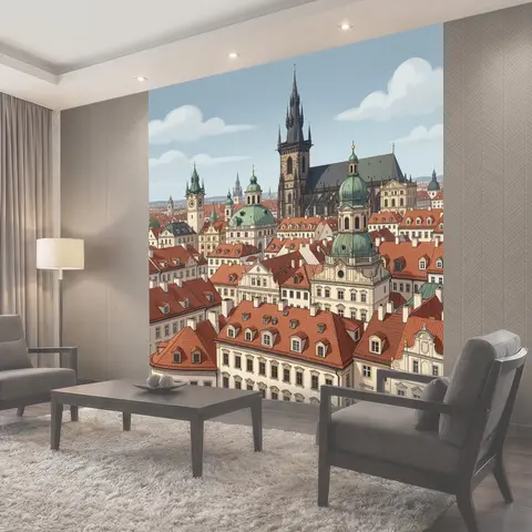 Фотообои Европейская панорама с черепичными крышами