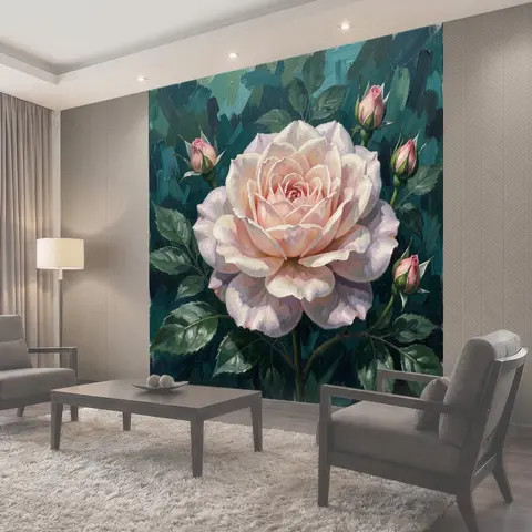 Фотообои Розовая роза с бутонами