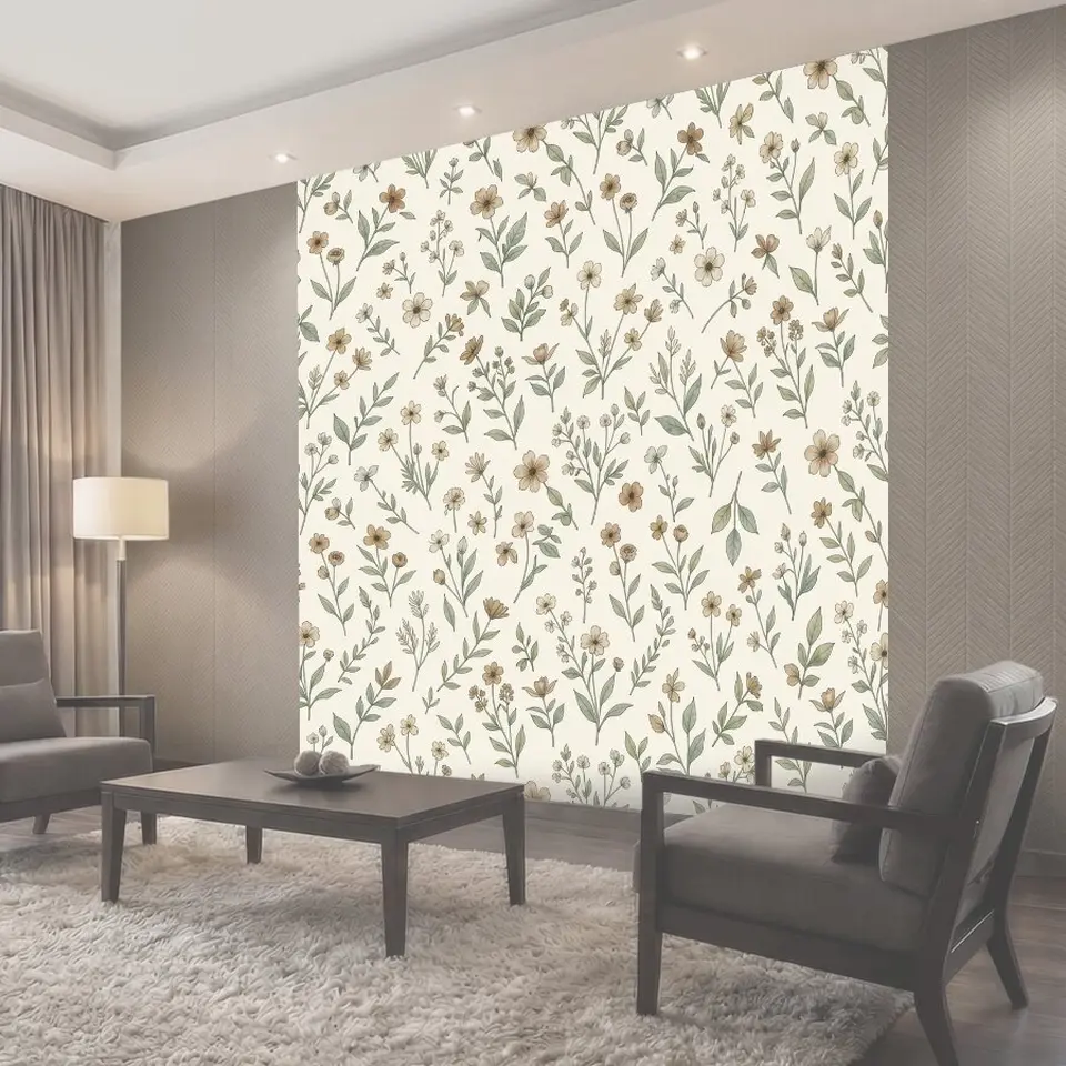 Фотообои Тонкие веточки с мелкими цветами
