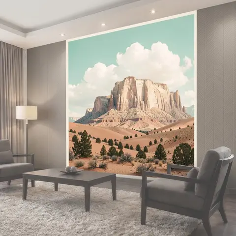 Фотообои Скалистое плато среди песчаных дюн