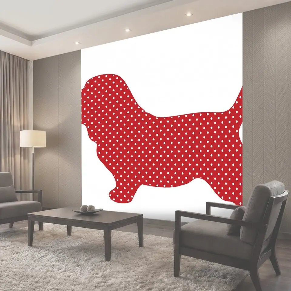 Фотообои Красная собака Dots Полька Бассет-хаунд собаки в красный и белый горошек клипарт