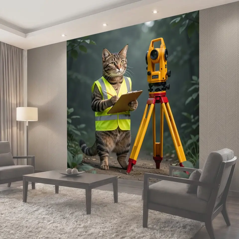 Фотообои Кот геодезист с теодолитом