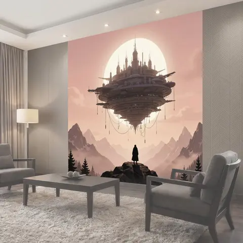 Фотообои Футуристический город над пиками