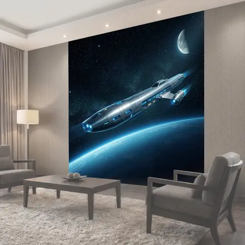 Фотообои Космический корабль над Землей
