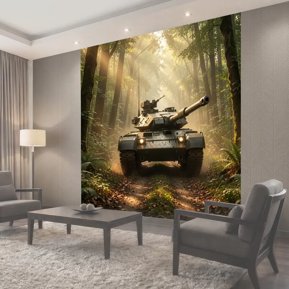 Фотообои Грозный танк на просеке