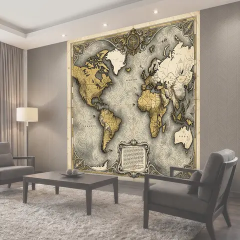 Фотообои Винтажная карта мира