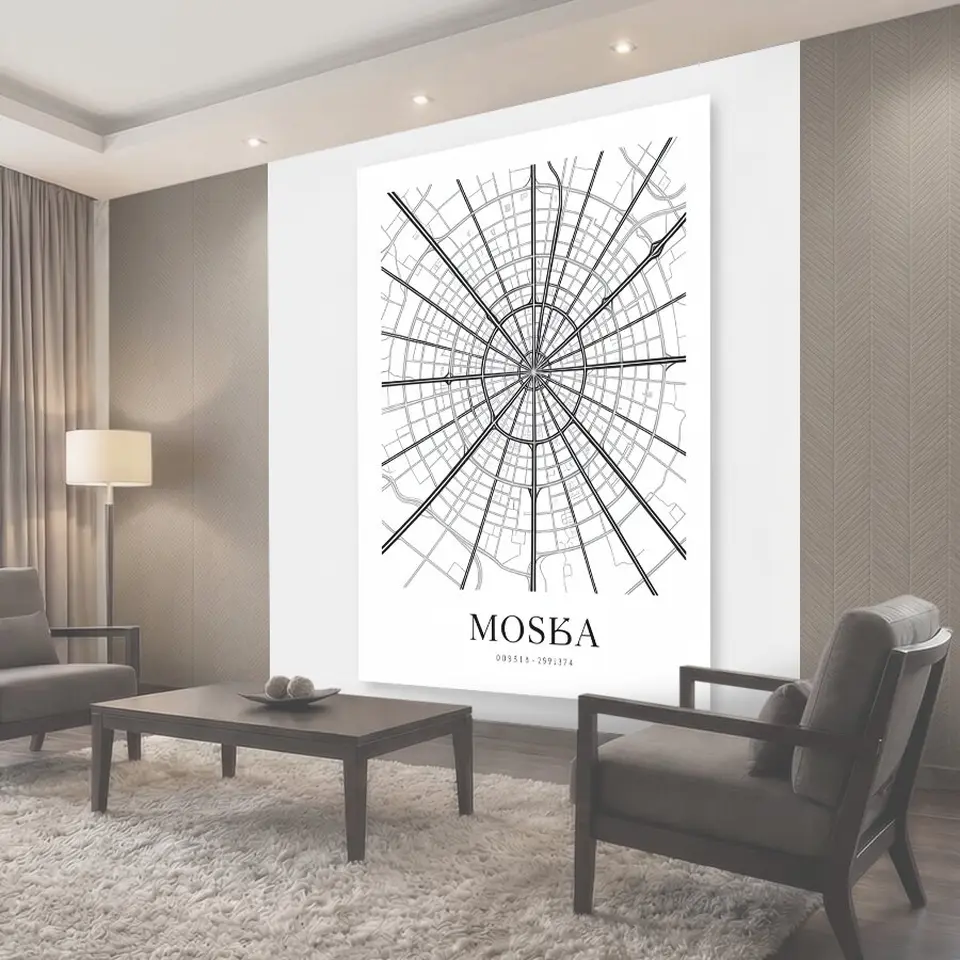 Фотообои Схема улиц Москвы в круге