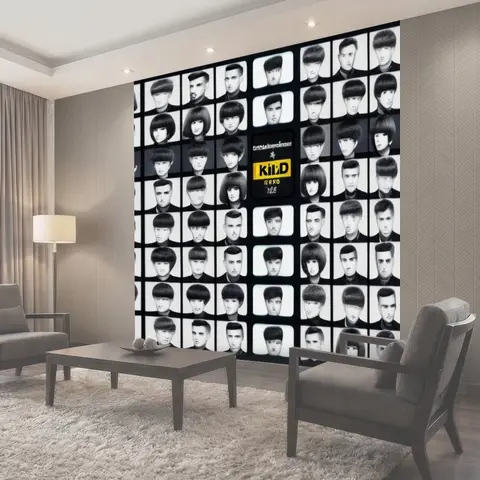 Фотообои Стена с фотографиями старых стрижек