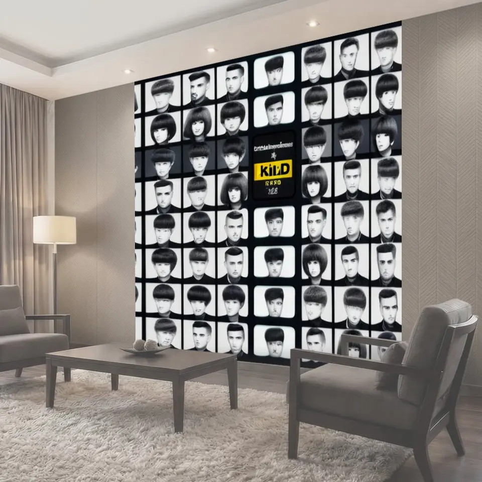 Фотообои Стена с фотографиями старых стрижек