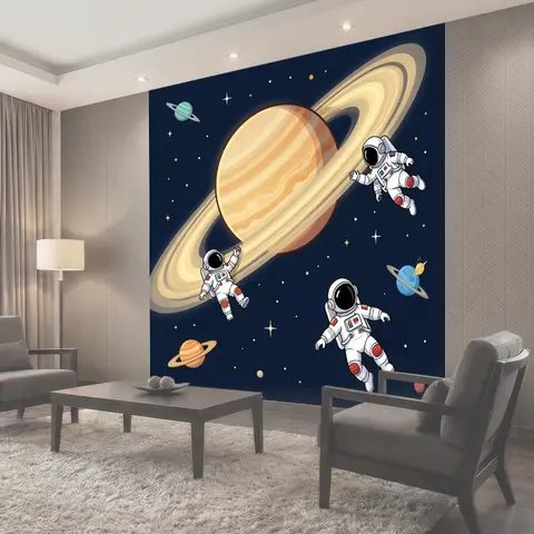 Фотообои Космонавты и кольца планет