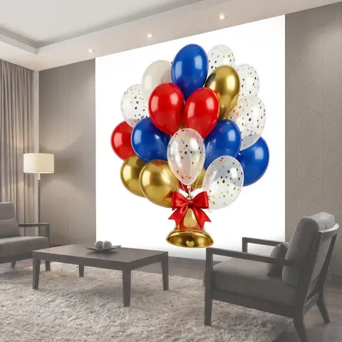 Фотообои Праздничные шары с золотым колокольчиком