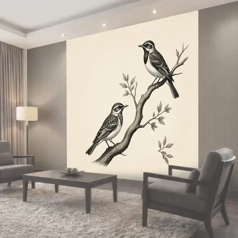 Фотообои Птицы на ветке дерева