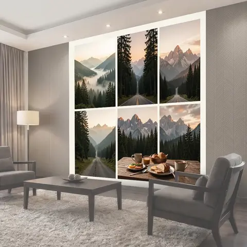 Фотообои Альпийские горы и лесная дорога