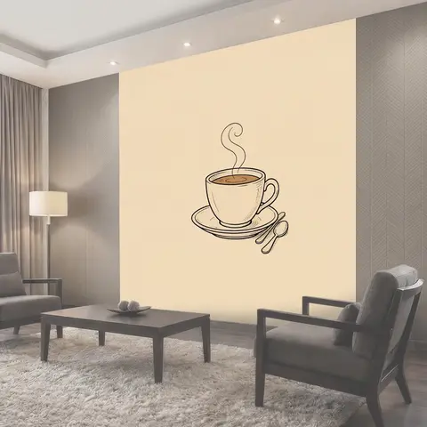 Фотообои Чашка горячего кофе с блюдцем