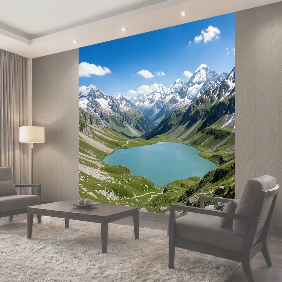 Фотообои Горный пейзаж с бирюзовым озером