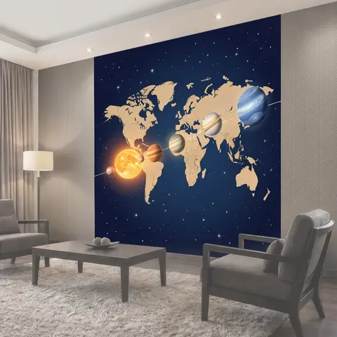 Фотообои Космическая карта с планетами