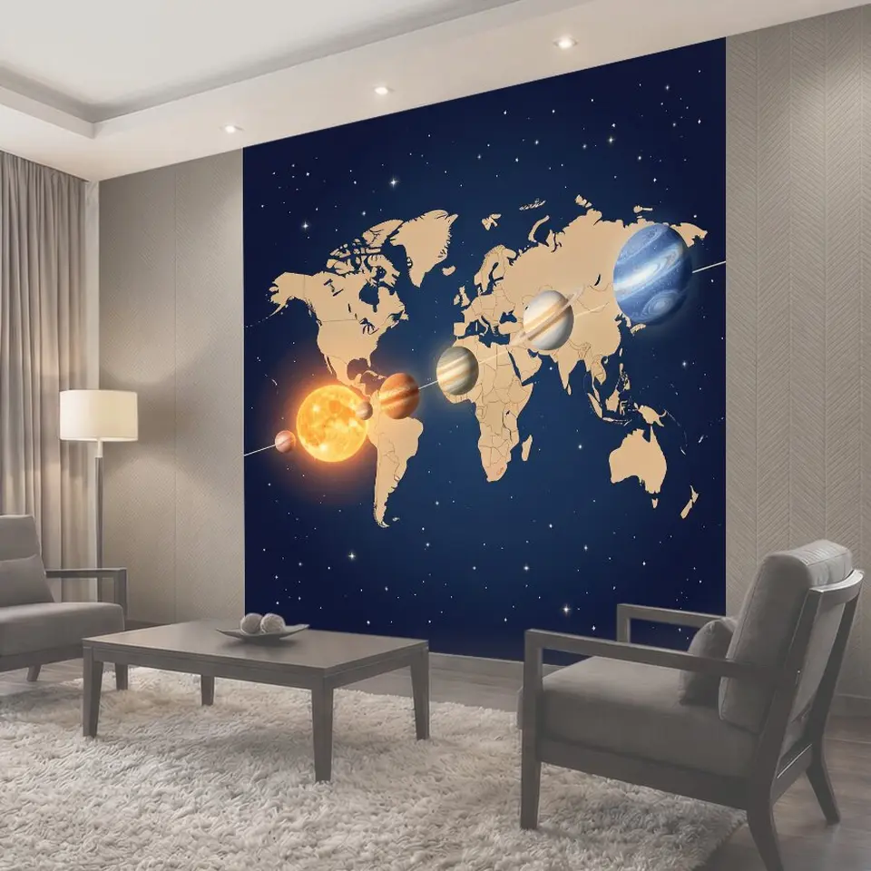 Фотообои Космическая карта с планетами