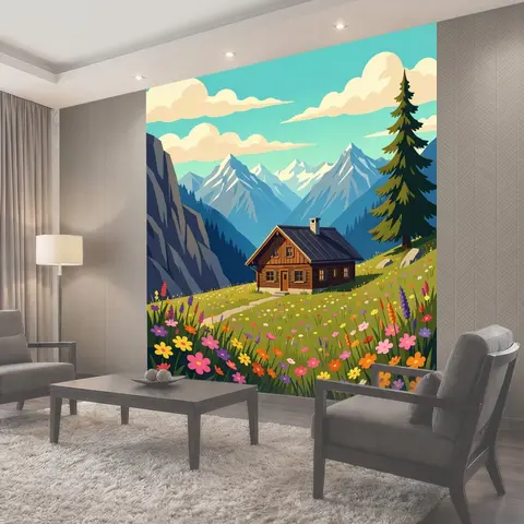 Фотообои Уютный дом в горных Альпах
