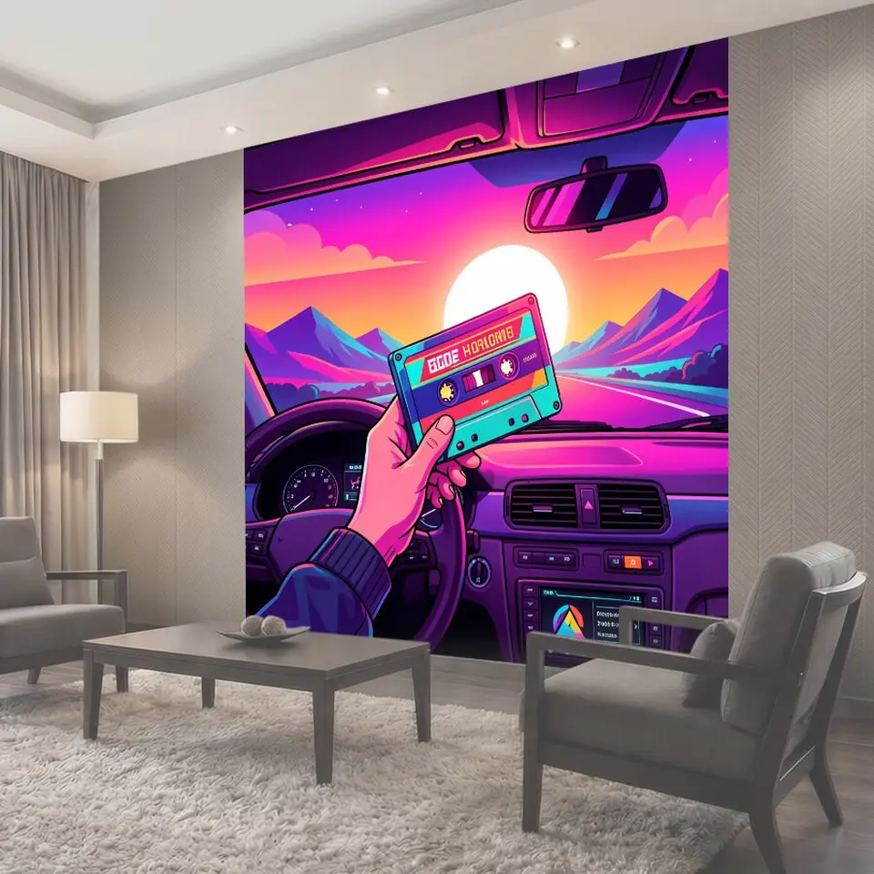 Фотообои Неоновая поездка по шоссе
