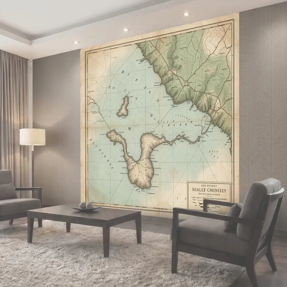 Фотообои Старинная морская карта побережья