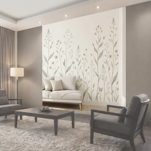 Фотообои Нежные полевые цветы акварелью