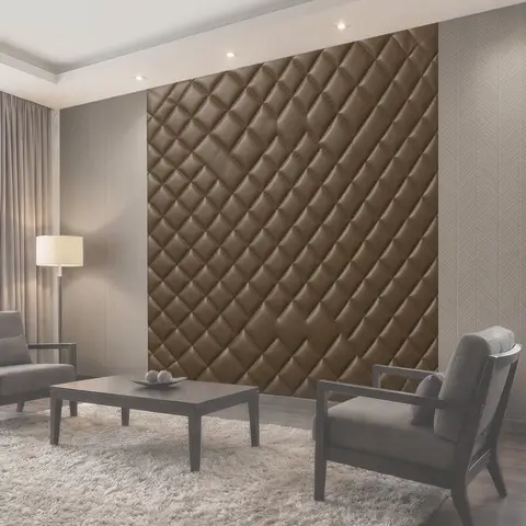 Фотообои Ромбы стёжки бежевой кожи