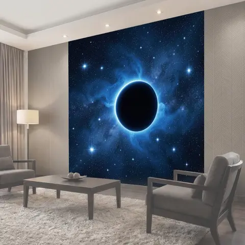 Фотообои Космическая чёрная сфера с туманностью