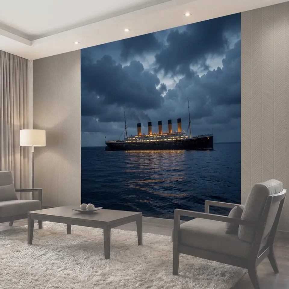 Фотообои Океанский лайнер в штормовом море