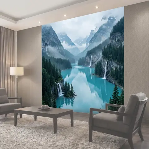 Фотообои Бирюзовое озеро среди гор