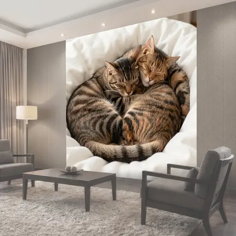 Фотообои Два спящих полосатых кота
