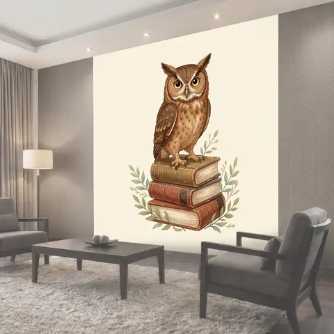 Фотообои Сова на стопке книг