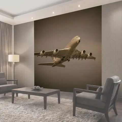 Фотообои Полет самолета Пассажирский самолет в небе аэробус а380 Etihad Airways воздух