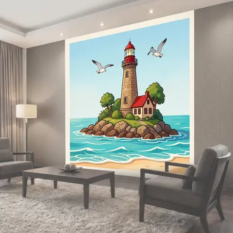 Фотообои Маяк на острове у моря