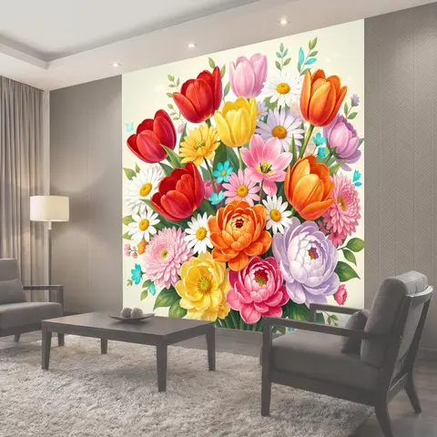 Фотообои Яркий букет весенних цветов