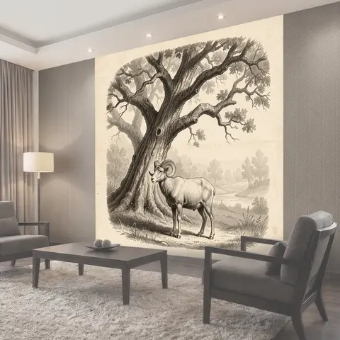 Фотообои Баран у старого дуба