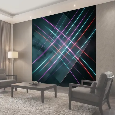 Фотообои Неоновые линии в темном абстракте