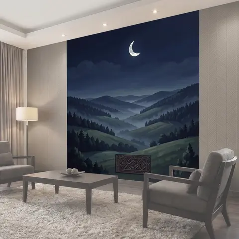 Фотообои Лунная ночь в горных долинах