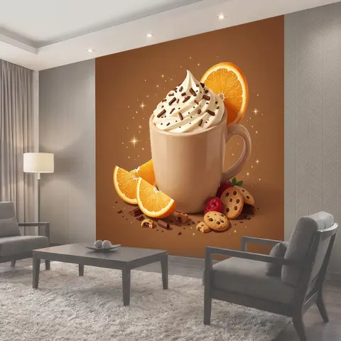 Фотообои Какао и ванильный кофе с цитрусом