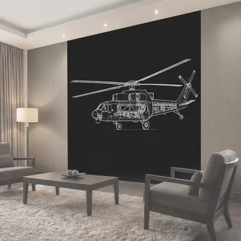 Фотообои Чертеж военного вертолета