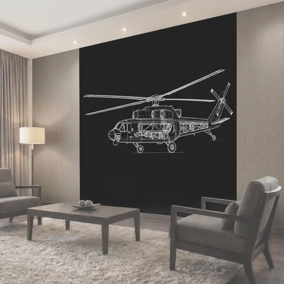 Фотообои Чертеж военного вертолета