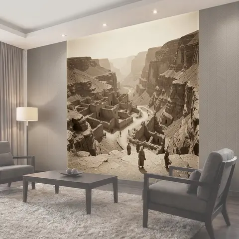 Фотообои Скальный посёлок в долине
