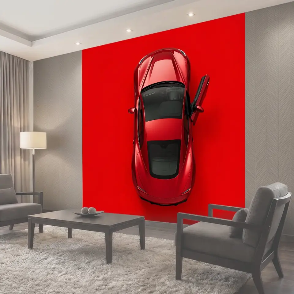 Фотообои Красный спортивный автомобиль сверху