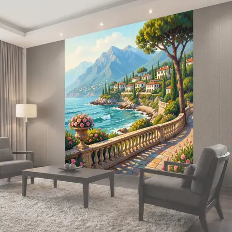 Фотообои Средиземноморский берег с виллами