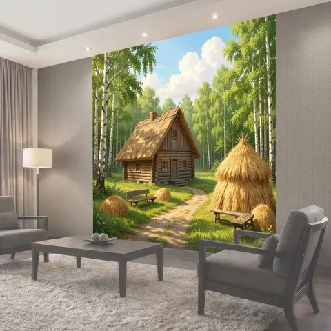 Фотообои Лесная избушка у тропинки