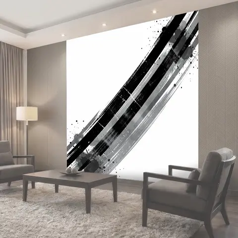 Фотообои Черно-белые диагональные мазки
